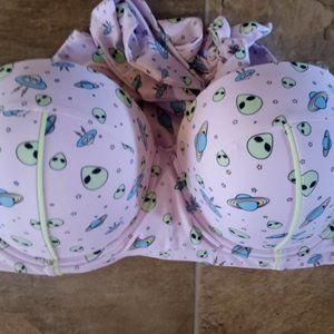 Midnight Hour halter swim top pastel alien print plus size